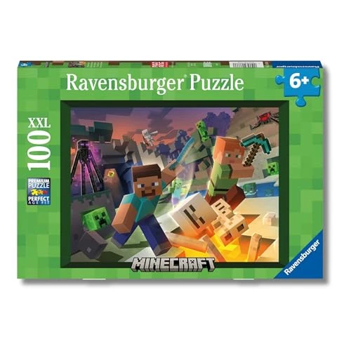 Ravensburger - Puzzles XXL Minecraft | Puzzle 6 Años O Más | Regalo Niño 6 Años O Más De 100 Piezas | Rompecabezas Niños De 36 X 49 Cm Puzzle