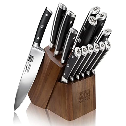 Oferta limitada: SHAN ZU - Juego de cuchillos de cocina con bloque, 14 piezas, profesional de alto carbono alemán, juego de cuchillos con sacapuntas, juegos de cuchillos para cocina con bloque de 179.99 EUR a 136.79 EUR (ahorro 24%)