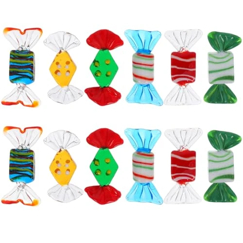 STOBOK 12 ud. Vintage Murano Estilo de Cristal Dulces Adornos para Dulces de Vidrio Adorno para el Hogar Boda Fiesta Decoraciones Navidad Festival (Estilo Aleatorio)