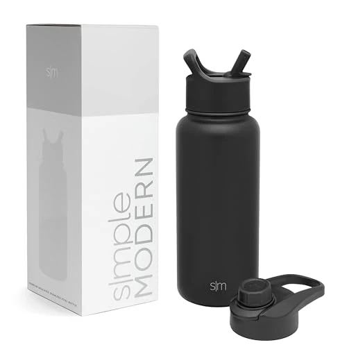 Simple Modern Trinkflasche mit Strohhalm und Chug-Deckel | Wasserflasche Edelstahl Isolierte für den Sport Fitnessstudio | Summit | 950ml | Midnight Black