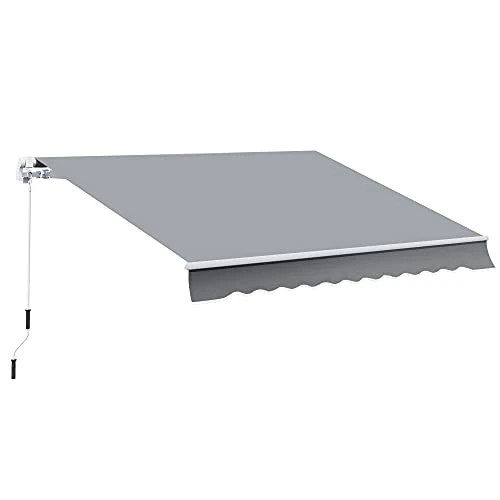 Offerta a tempo: Outsunny Tenda da Sole 4x2.5 m con Braccio Avvolgibile, Tenda Parasole da Esterno a Manovella in Alluminio e Tessuto Poliestere 280g/㎡, Protezione UV, per Giardino, Balcone e Terrazza, Grigio - 0.00% da 214.95 € a 214.95 €