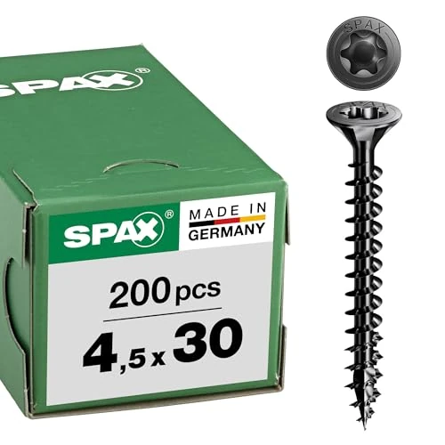 Offerta a tempo: Spax T-TAR plus, vite universale, a testa svasata, colore nero, filettatura completa (4,5 x 30 mm, 200 pezzi) - 45% da 18.33 € a 9.99 €