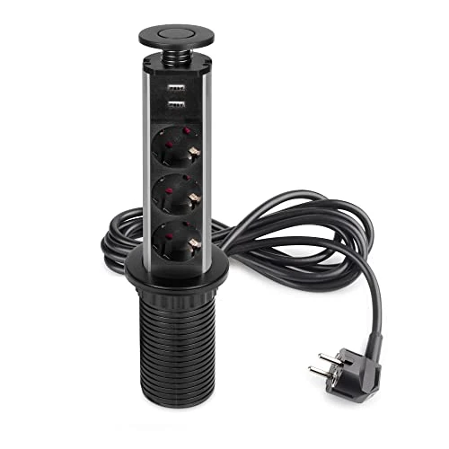 Tijdelijke aanbieding: Emuca - Inschuifbare multiconnector Vertikal,3 EU/ 2 USB-stekkers, Zwart, Plastic en aluminium van 45.67 € naar 45.67 € (0.00% korting)