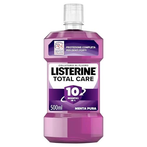 Offerta a tempo: LISTERINE Total Care, Collutorio al gusto di Menta Pura, Collutorio al Fluoro con 10 benefici in 1 per una protezione completa e denti più forti, per un'igiene orale completa, 500 ml - 55% da 6.49 € a 2.89 €