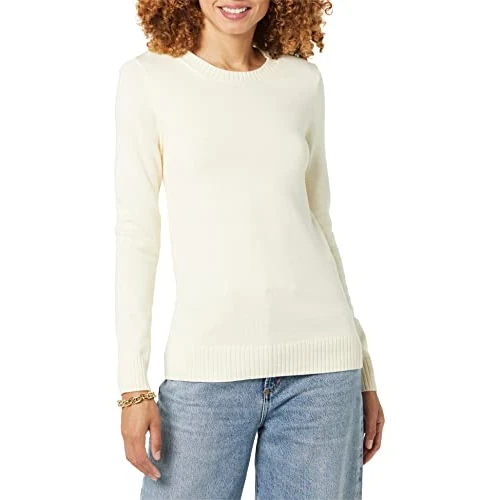 Amazon Essentials Maglione A Girocollo in 100% Cotone (Disponibile in Taglie Forti) Donna, Pesca Pallido, XS