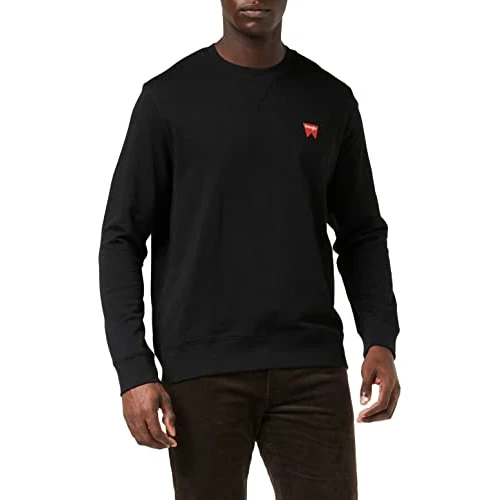 Wrangler Heren Sign Off Crew Sweatshirt, Zwart, X-Small