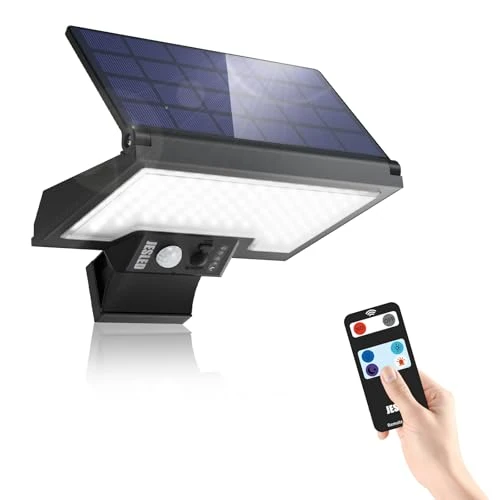 JESLED Solarleuchten für Außen, 108LEDs Solarlampen für Außen mit Bewegungsmelder, 4 Modi led Solar Strahler außen, IP65 Wasserdichte Solar Lampe Outdoor für Garten Innenhöfe Garage