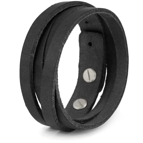 Tijdelijke aanbieding: SIMARU Premium Leren Herenarmband, Verstelbaar, Plantaardig Gelooid, Gemaakt in Duitsland - Beschikbaar in Zwart, Bruin, Lichtbruin van 18.95 € naar 17.43 € (8% korting)