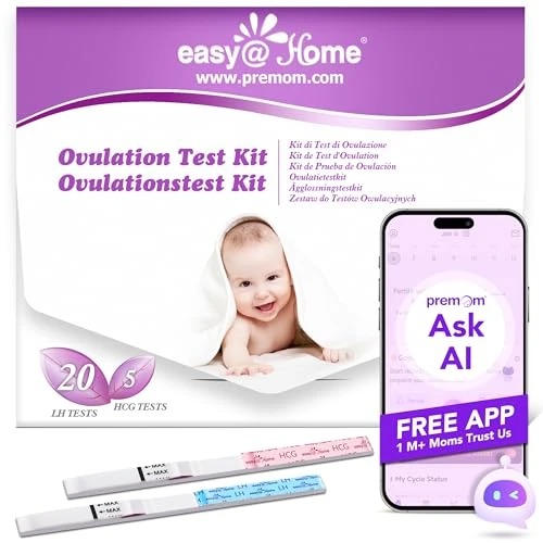 Limited offer: Ovulation Fertility Test Predictor Kit: Easy@Home 20 LH + 5 HCG Strips Accurate Fertility Test for Women Ovulation Monitor - Powered by Premom Ovulation Tracker App from 9.99 EUR to 8.49 EUR (save 15%)