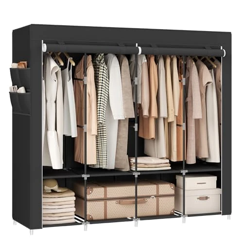 Tijdelijke aanbieding: SONGMICS Linnenkast, kleerkast, 45 x 170 x 167 cm, 4 hangvakken, met legplanken, 4 zijvakken, veel ruimte, voor slaapkamer, woonkamer, zwart RYG094B02 van 32.79 € naar 32.79 € (0.0% korting)
