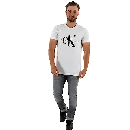 Oferta limitada: Calvin Klein Camiseta de Manga Corta Hombre Core Monologo Slim Fit, Blanco (Bright White), M de 39.90 EUR a 19.53 EUR (ahorro 51%)
