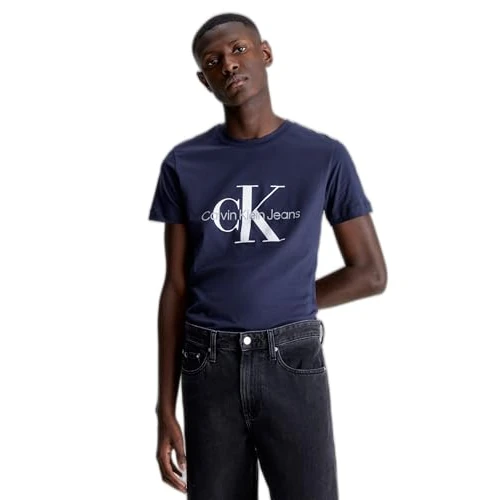Limited offer: Calvin Klein Jeans Men Short-Sleeve T-Shirt Core Monologo Slim Fit from 34.96 EUR to 9.44 EUR (save 73%)