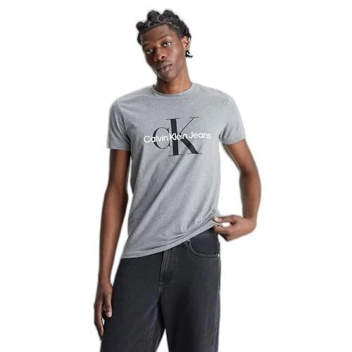 Limitiertes Angebot: Calvin Klein Herren T-Shirt Kurzarm Core Monologo Slim Fit, Grau (Mid Grey Heather), XXS von 49.90 EUR auf 23.11 EUR (Spare 54%)