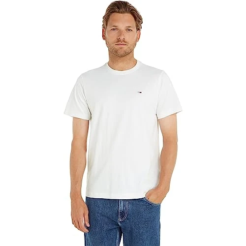 Beperkte aanbieding: Tommy Jeans Heren TJM Classic Jersey C Neck S/S Knit Tops, Wit, XXS van 22.47 EUR naar 22.47 EUR (besparing 0%)