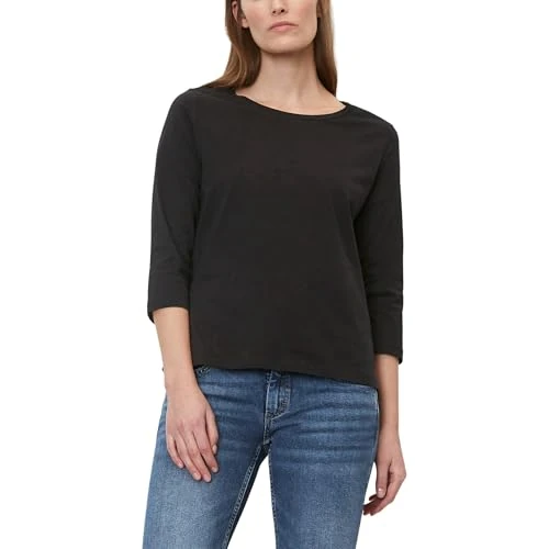 Tijdelijke aanbieding: Marc O'Polo Damesshirt met lange mouwen van biologisch katoen, verkorte mouwen, zwart, XXS van 36.01 € naar 36.01 € (0.00% korting)