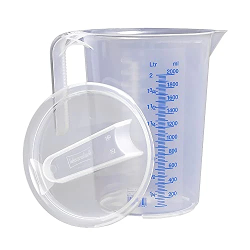 Tijdelijke aanbieding: hünersdorff Maatbeker 2 l met deksel, polypropyleen (PP), onbreekbaar en vaatwasmachinebestendig, open handvat, transparant + blauw van 15.74 € naar 13.95 € (11% korting)