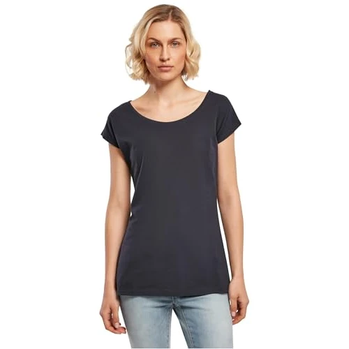 Build Your Brand Damska koszulka z szerokim dekoltem, grantowy, XS