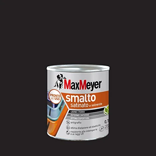 Offerta a tempo: MAXMEYER Smalto a solvente per ferro e legno satinato NERO R9005 0,750 L — 27% da 30,90 € a 22,49 €