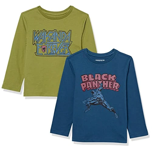 Limitiertes Angebot: Amazon Essentials Disney | Marvel | Star Wars Jungen Langärmelige T-Shirts, 2er-Pack, Marvel Black Panther, 2 Jahre von 20.90 EUR auf 20.90 EUR (Spare 0%)