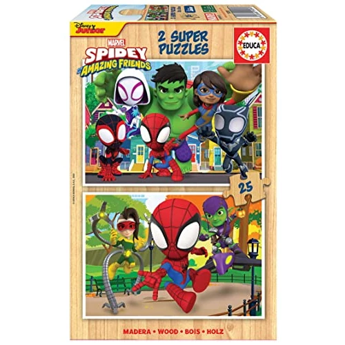 Offerta a tempo: Educa - Puzzle Legno Spidey e i suoi Fantastici Amici | 2x25 pezzi Puzzle Legno | Spiderman Marvel | dai 3 anni (19289) - 40% da 10.99 € a 6.59 €
