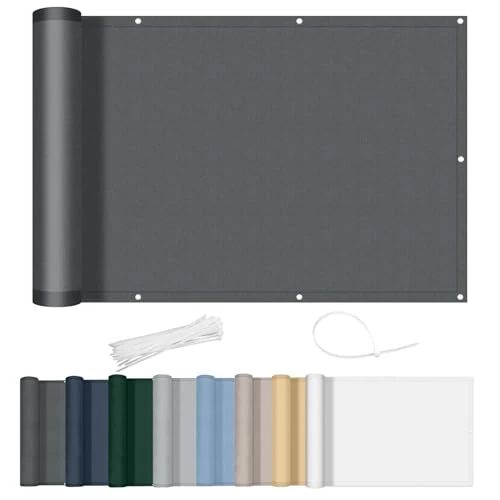 Offerta a tempo: AXT SHADE Frangivisto Balcone Protezione 100x600cm Impermeabile Copri Ringhiera Balcone Privacy Frangivento Protezione UV con Occhielli e Fascetta per Terrazza Esterno-Antracite - 12% da 35.99 € a 31.58 €