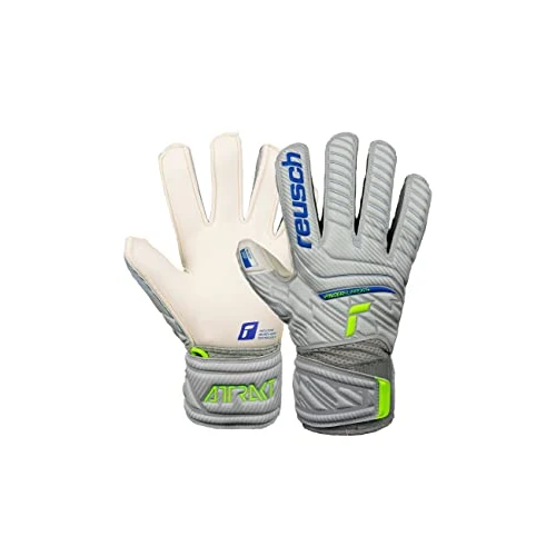 Reusch Attrakt Grip Finger Support Junior Guanti da portiere per i bambini con costruzione con cuciture esterne per tutte le superfici dei campi da gioco