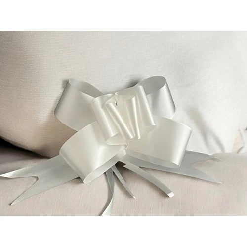 Large White Bow Coccarda for Weddings, Anniversaries, Communion, Baptism and Celebrations. Various Sizes and Colours Pack of 30 pcs (White, 30 MM)