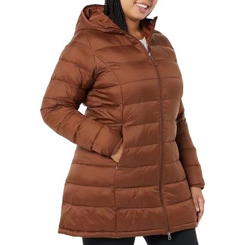 Offerta a tempo: Amazon Essentials Piumino Lungo con Cappuccio Ripiegabile, Leggero e Impermeabile (Disponibile in Taglie Forti) Donna, Marrone Toffee Scuro, M - 16% da 53.60 € a 45.09 €