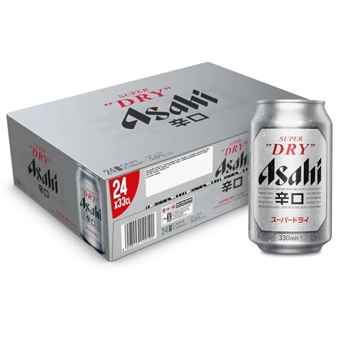 Offerta a tempo: Asahi Super Dry Birra Premium Dry Lager, Cassa Birra con 24 Birre in Lattina da 33 cl, 7.92 L, Birra Giapponese dal Gusto Pulito, Secco e Rinfrescante, Gradazione Alcolica 5.2% - 25% da 39.99 € a 29.98 €