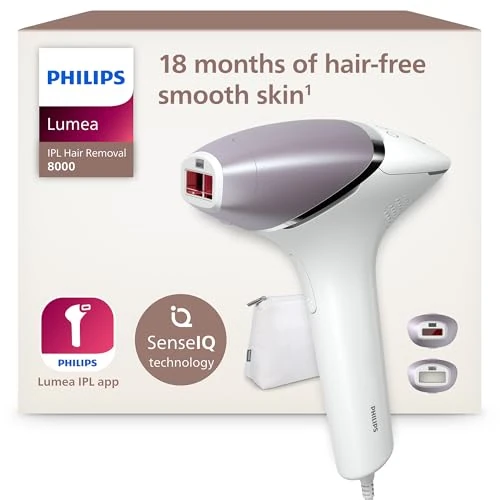 Philips Lumea Epilator with Pulsee Light Series 8000 - Epilator with SenseIQ Technology, 2 Tips for Body and Face, Wired Use (Model BRI944/00)