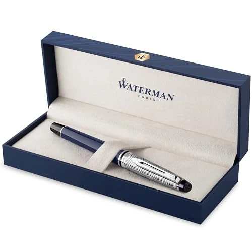 Oferta limitada: Waterman Expert rotulador roller | Metalizado y lacado en azul | Capuchón labrado | Tinta negra | Estuche de regalo de 119.14 € a 112.29 € (ahorro 6%)