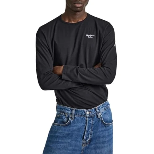 Limited-time offer: Pepe Jeans Mens Original Basic 2 Long N T-Shirt, Black (Black), XL UK from 25.13 GBP to 16.74 GBP (save 33%)