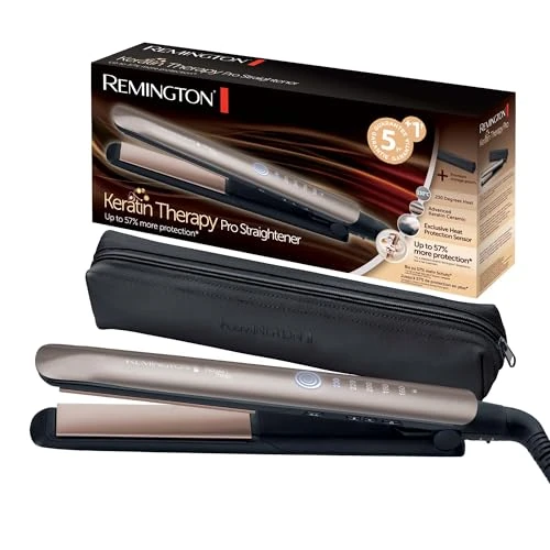 Limitiertes Angebot: Remington Glätteisen Profi [Hitzeschutzsensor um Haarschäden zu verringern] Keratin Protect (hochwertige Keratin-Keramikbeschichtung mit Mandelöl) Digitales Display, 160-230°C, Haarglätter S8593 von 44.99 EUR auf 44.99 EUR (Spare 0%)