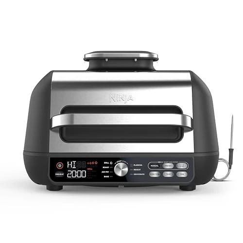 Oferta limitada: Ninja Foodi MAX PRO Parrilla, Plancha y Freidora de aire, 3,8 l, 7 funciones de cocción en 1, Parrilla, Freír con aire, Asar, Hornear y más, piezas aptas para lavavajillas, en plata y negro, AG651EU de 379.99 EUR a 334.55 EUR (ahorro 12%)