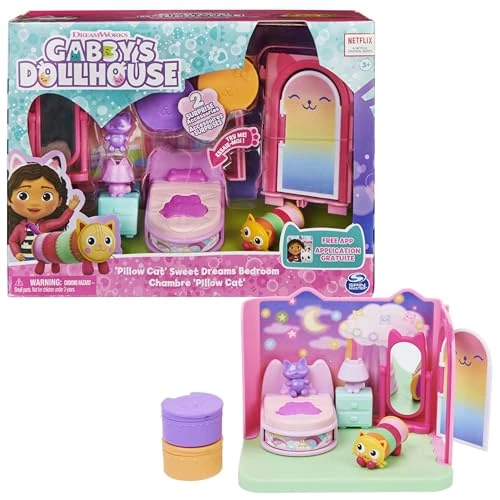 Offerta a tempo: Gabby's Dollhouse, La camera da letto di Cuscigatta, mini playset stanze della casa, giochi per bambini dai 3 anni in su - 28% da 25.00 € a 17.93 €