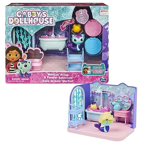 Limited-time offer: Gabby’s Dollhouse, Primp and Pamper Bathroom with MerCat Figure, 3 Accessories and & 3 Furniture Pieces, Kids’ Toys for Ages 3+ from 17.99 £ to 9.99 £ (save 44%)