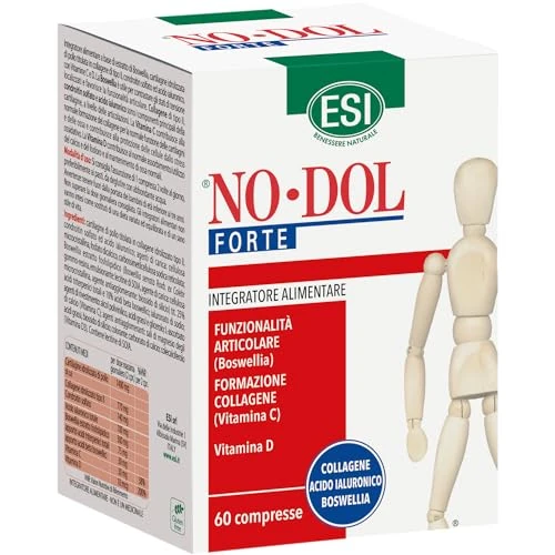 Offerta a tempo: ESI - No-Dol Forte, Integratore Alimentare a Base di Collagene, Vitamina C e Acido Ialuronico, Azione Antiossidante, Contribuisce al Mantenimento della Cartilagine, Senza Glutine, 60 Compresse - 48% da 26.90 € a 14.08 €