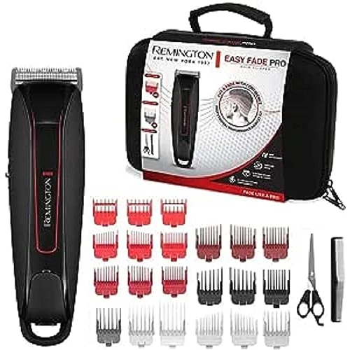 Oferta limitada: Remington Máquina de Cortar Pelo Easy Fade Pro, Cortapelos con Cable e Inalámbrico, Cuchillas Acero de Calidad Japonesa, 10 Peines Degradado y 9 Peines Fijos, 120 min Autonomía, Indicador LED - HC550 de 93.97 € a 93.97 € (ahorro 0.00%)