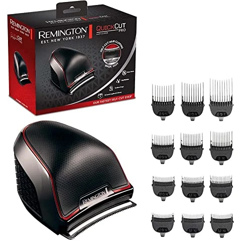 Remington Máquina de Cortar Pelo QuickCut Pro, Cortapelos con Cable e Inalámbrico, Cuchilla Ancha para Mayor Cobertura, Tecnología CurveCut, 12 Peines, 40 min Autonomía, Diseño Ergonómico - HC4300