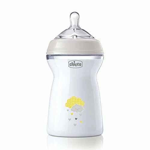 Chicco Natural Feeling Anti-koliek fles 6 maanden + 330 ml, babyfles met speen van zachte en flexibele siliconen, geschikt voor gemengde borstvoeding, snelle vloeiing, 1 stuk, neutrale kleur