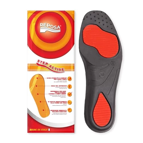 Offerta a tempo: REPOSA Step Active - Solette Scarpe Gel da Lavoro Uomo Donna, Suole Scarpa Antinfortunistica Ideali per il Lavoro Sport e Uso Quotidiano, Azione Antishock e Cuscinetti per Tallone per Postura Corretta - 33% da 14.90 € a 9.99 €