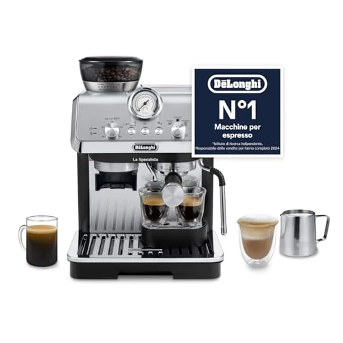 Offerta a tempo: De'Longhi LA SPECIALISTA ARTE EC9155.MB Macchina da caffè Manuale, 3 Ricette Preimpostate, Controllo Attivo della Temperatura, 8 Livelli di Macinazione, Lancia MyLatte Art, incluso KIT BARISTA, Nera - 39% da 568.99 € a 347.57 €