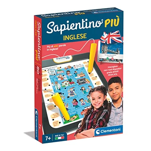 Clementoni Sapientino più - English, Educational Game with Talking Pens Children 7+ Years, Dictionary with More Than 480 Words, 800 Phrases in Language and Dedicated App, Made in Italy, Italian