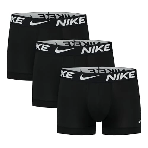 Offerta a tempo: Nike Underwear Uomo Logo Print Trunks Pacco da 3 – Stampa Moderna su Tutta la Superficie, Elastico, vestibilità Comoda, Black/Black/Black, M - 26% da 37.90 € a 27.99 €