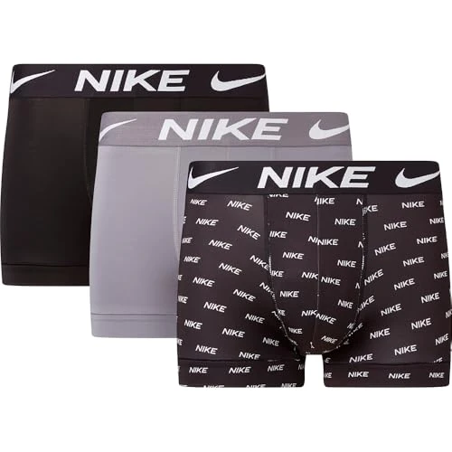 Oferta limitada: Nike Underwear Hombre Logo Print Trunks Paquete de 3 – Estampado Moderno Integral, Elástico, Ajuste cómodo, Nike Logo Print/Cool Grey/Black, M de 39.95 € a 35.95 € (ahorro 10%)