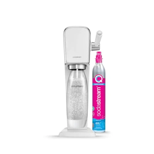 SodaStream Art - Máquina Gasificadora de Agua, con 1 Botella Fuse de 1 L de Plástico Reutilizable y 1 Cilindro de Gas Quick Connect, Hasta 60L de Agua con Gas, Diseño Elegante, Uso Fácil, Color Blanco