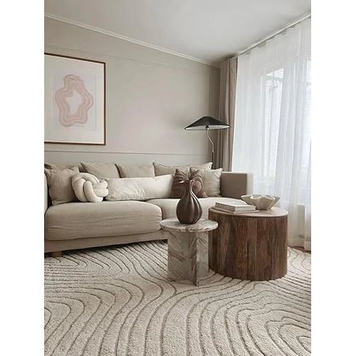 Limitiertes Angebot: RugVista Chaima, Teppich, Moderne Teppiche, 240 x cm, Quadratisch, Niedriger Stapel, Nur chemische Reinigung, Oeko_tex_100, Cremeweiß/Beige von 265.00 EUR auf 216.00 EUR (Spare 18%)