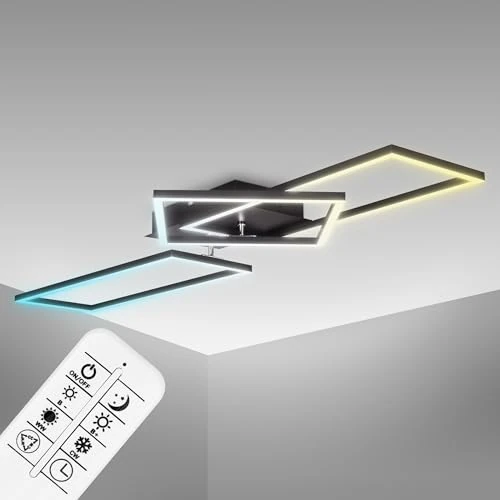 Offerta a tempo: B.K.Licht Plafoniera LED 40W dimmerabile, CCT luce neutra, fredda, calda, telecomando, 2 cornici orientabili, lampada da soffitto “frame” nera - 16% da 66.46 € a 55.70 €