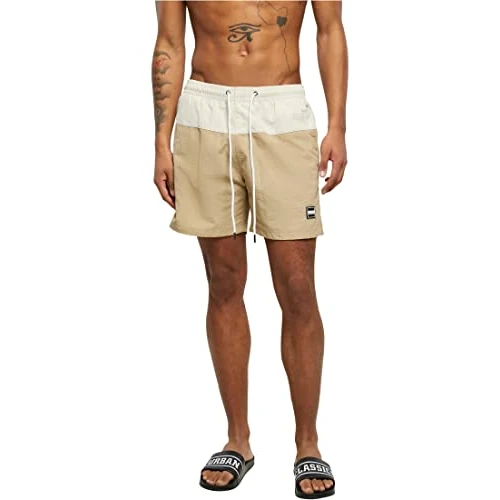 Offerta a tempo: Urban Classics Block Swim Shorts, Pantaloncini da Bagno, Uomo, Unionbeige/Softseagrass, 4XL - 48% da 22.90 € a 11.99 €