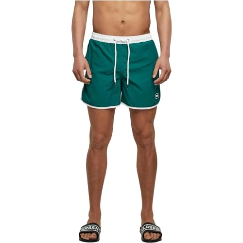 Offerta a tempo: Urban Classics Retro Swim Shorts Costume da Bagno, Bianco/Verde, M Uomo - 20% da 19.90 € a 15.99 €